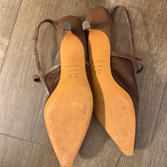 Vince Mesh Slingback Kitten Heel - Brown - Picture 4 of 5